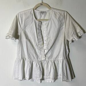 Madewell White Short Sleeve Peplum Blouse